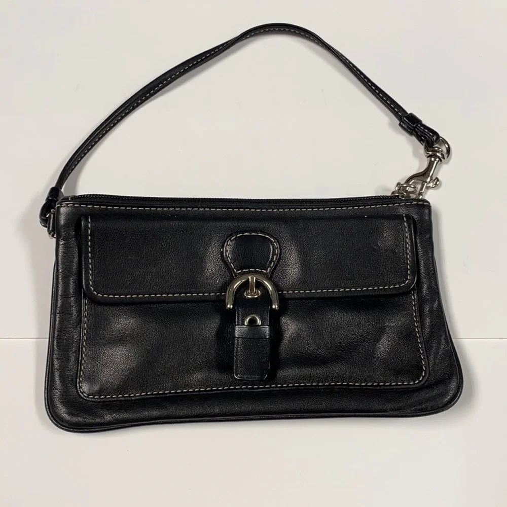 Coach Large Black Leather Wristlet